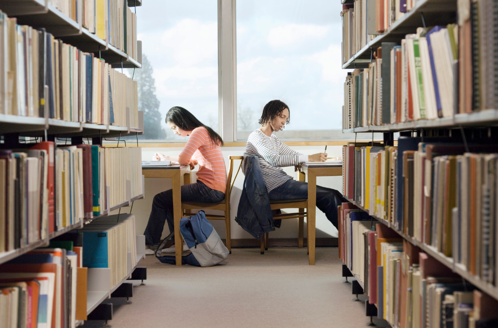 Students in library